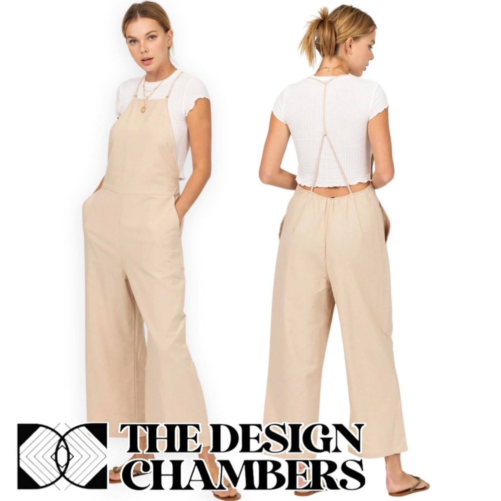 Hyfve Linen Look pale tan/khaki Jumpsuit-Romper-Bib Overalls